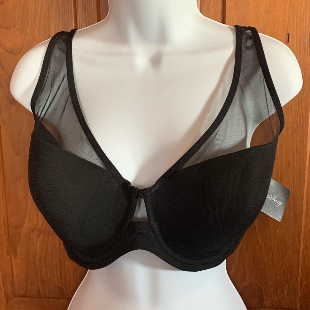 NWT Smart & Sexy Black mesh plunge bra